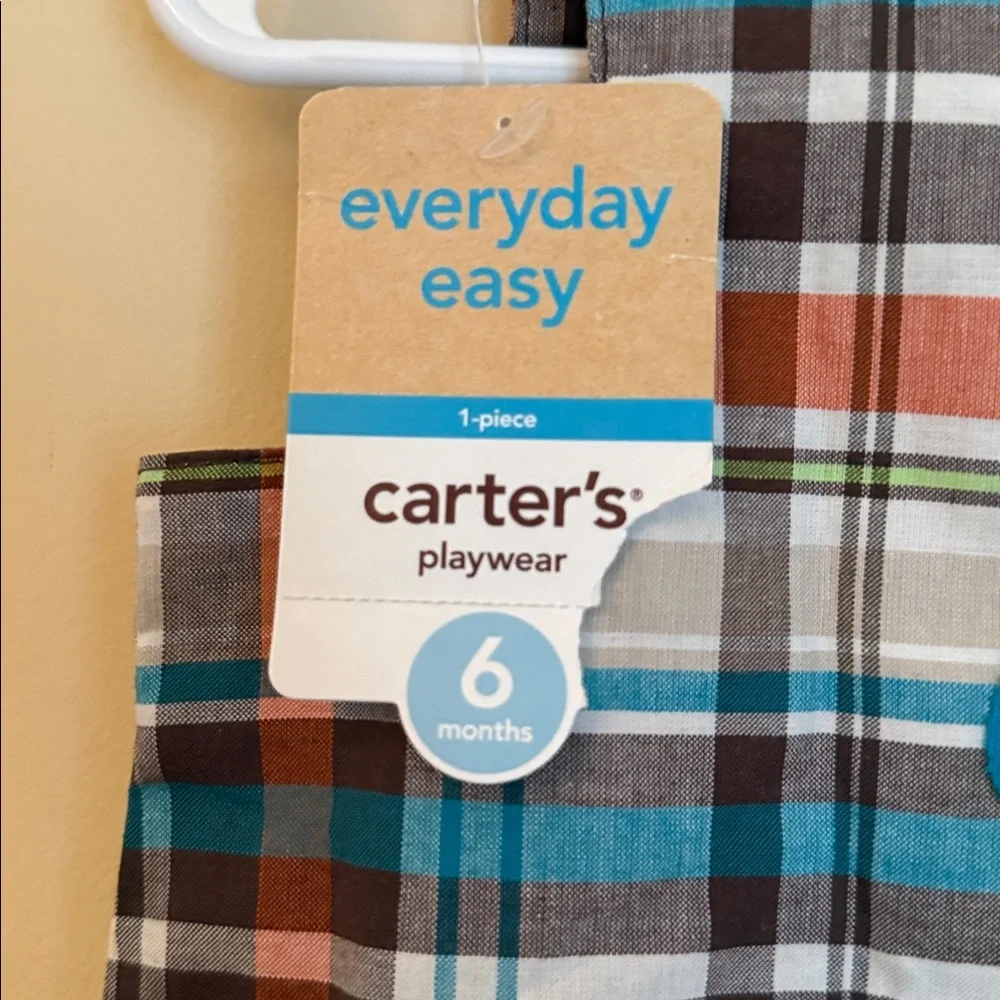 Carter's Multicolor Plaid‎ Romper with Octopus 6Month